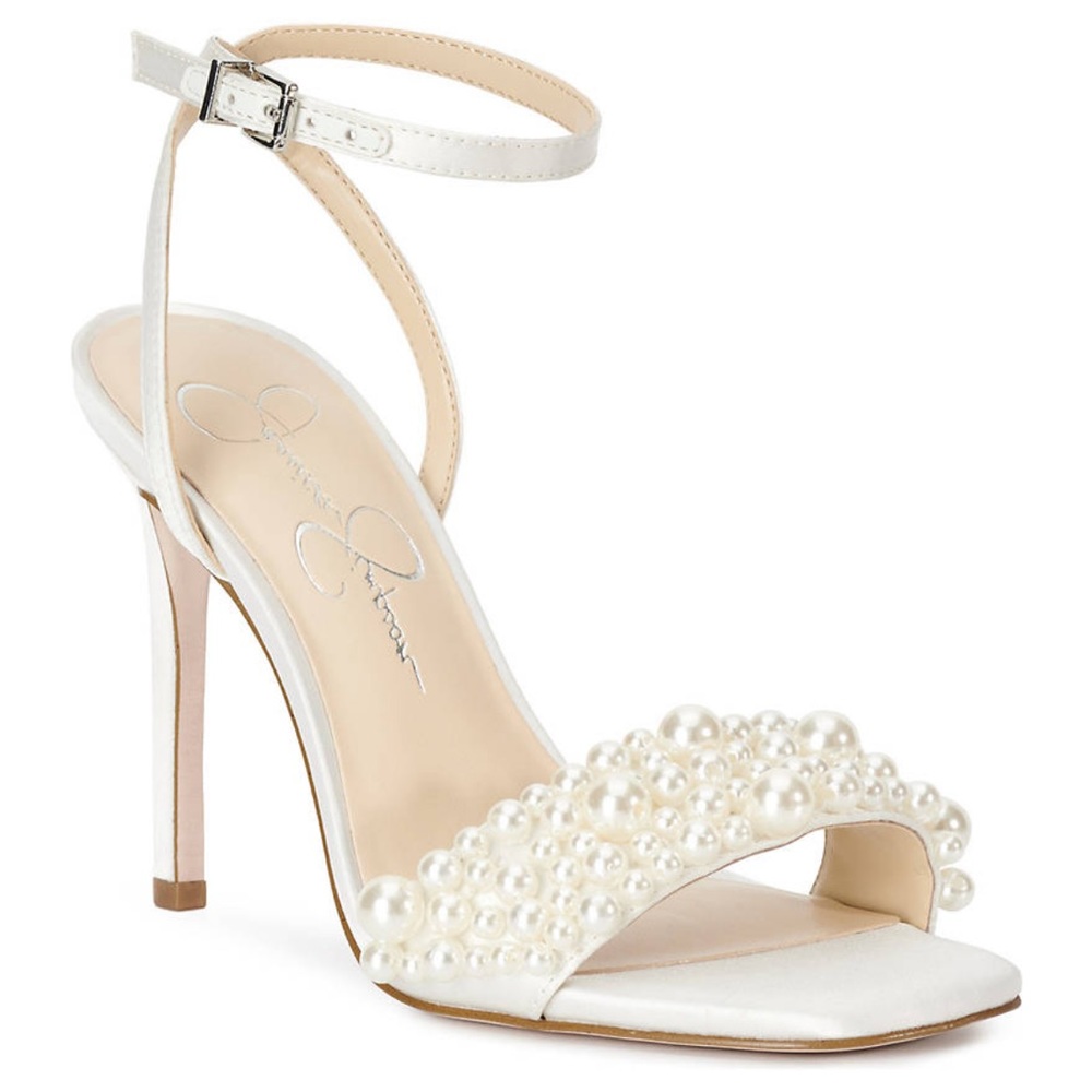 Women's Omilira Imitation Pearl High-Heel Dress Sandals 8.5 White wedding heels